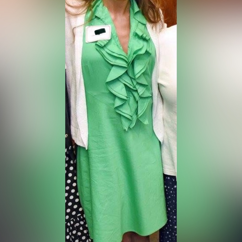 Ralph Lauren v neck a-line ruffle dress